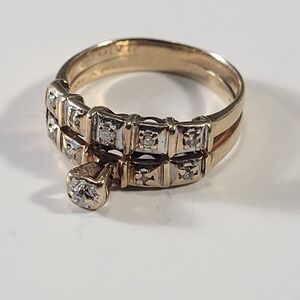 Vintage ArtCarved Diamond Wedding Ring Set EV12 14K & 10K Gold Estate Size 5